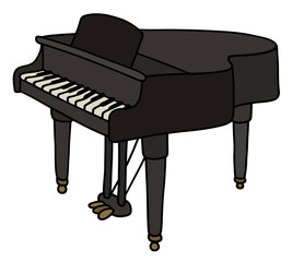 Black grand piano / Hand drawing, vector illustration