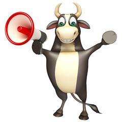 Bull cartoon character  with loudseaker