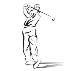 Vector Line sketch of golfer