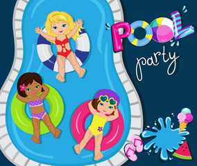 Children's Pool Party isolated on background. Vector Illustration.