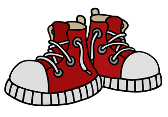 Red sneakers / Hand drawing, vector illustration