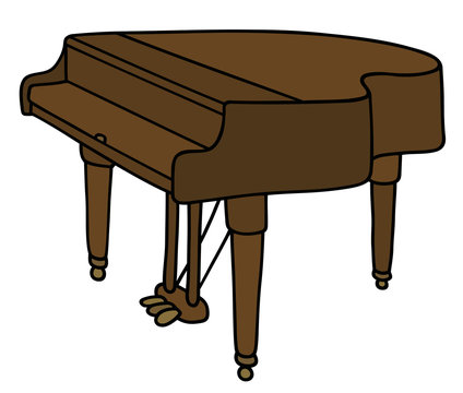 Brown grand piano / Hand drawing, vector illustration