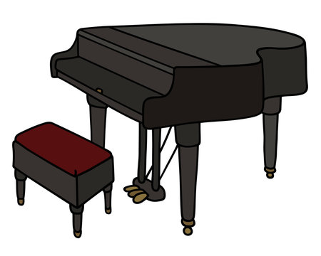 Black grand piano / Hand drawing, vector illustration