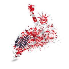 design concept, a stylized image of American flag and Statue of Liberty