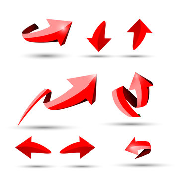 Collection Of Defference 3D Red Shine Arrow Vector Eps10