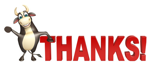 Bull cartoon character with thanks