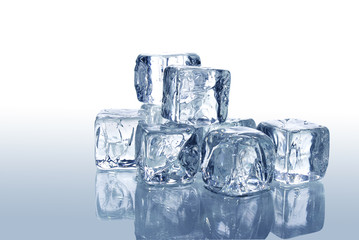 Ice cubes on white background