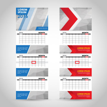 Wall trio calendar template isolated on gray background.