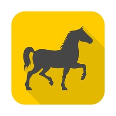 Horse silhouette icon with long shadow