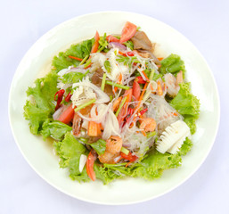 Vermicelli Salad, Seafood, Thai traditional food.