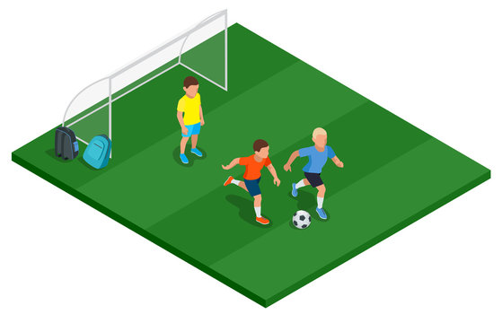 kids playing soccer on green field clip art preview