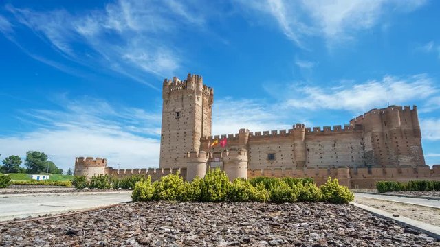 Sliding camera time lapse of entrance to La Mota Castle