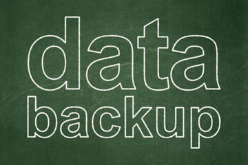 Obraz premium Data concept: Data Backup on chalkboard background