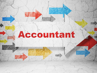 Banking concept: arrow with Accountant on grunge wall background