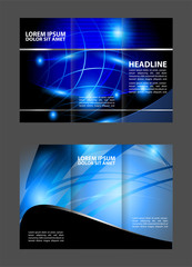 Wave blue design template for tri-fold brochure
