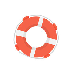 Lifebuoy flat design illustration. Lifebuoy silhouette modern ca