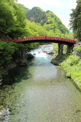 Fototapeta na wymiar 日光二荒山神社　神橋と新緑
