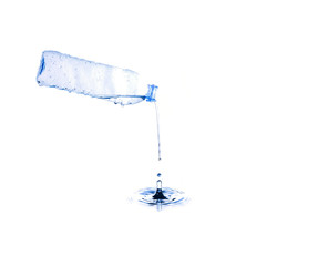 Pouring water from bottle with water drop