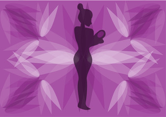 pregnant vectors,Mom and baby on violet backgrounds