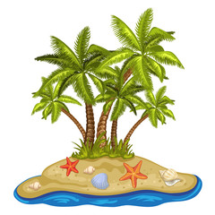 Fototapeta premium Illustration of a tropical island with palm tree