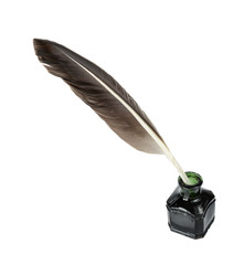 Feather pen in the inkwell