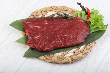 Raw beef steak