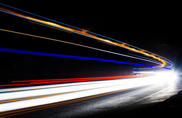 light trails in tunnel