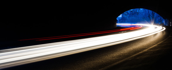 light trails in tunnel
