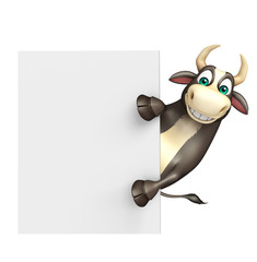 Bull cartoon character with white board