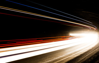 light trails in tunnel