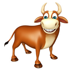 cute Bull funny cartoon character