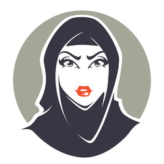 beautiful face of arabic muslim woman, vector illustration for y