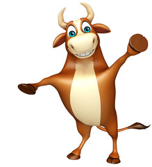 cute Bull funny cartoon character