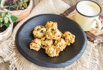 Oatmeal cookies with milk. 