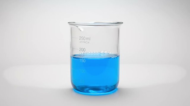 Put dry ice into beaker with blue liquid