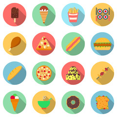 SET vector food icons, flat design