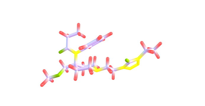 Alfentanil molecular structure isolated on white