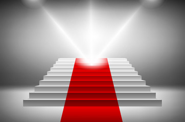 3d image of red carpet on white stair vector