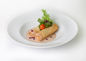 Pancake rolls dessert
