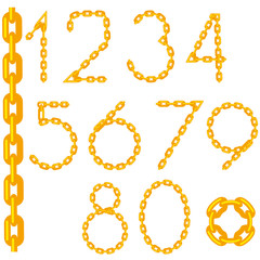 Gold Chain Number Collection Isolated