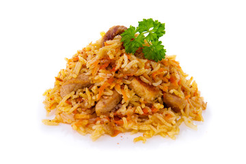 Pilaf  isolated on white background.