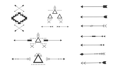 hand drawn arrow aztec set