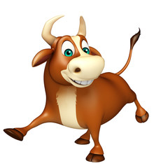 cute Bull funny cartoon character