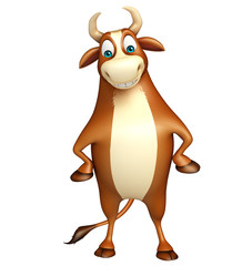 cute Bull funny cartoon character