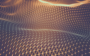 Abstract polygonal space low poly dark background, 3d rendering