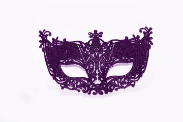 Naklejka premium Beautiful purple face mask on white studio background (wallpaper) 