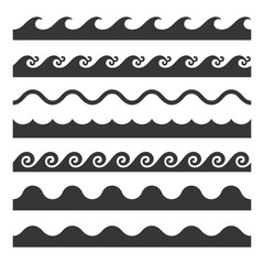 Seamless Wave Pattern Set. Vector Template