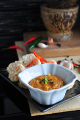 Thai Food Rice Cracker with Dip Sauce