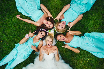 Bride have fun with her friends