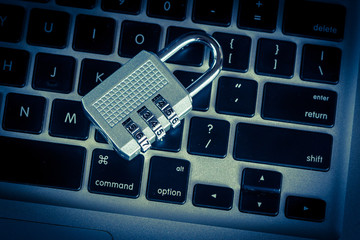 unlock security lock on computer keyboard - computer security.